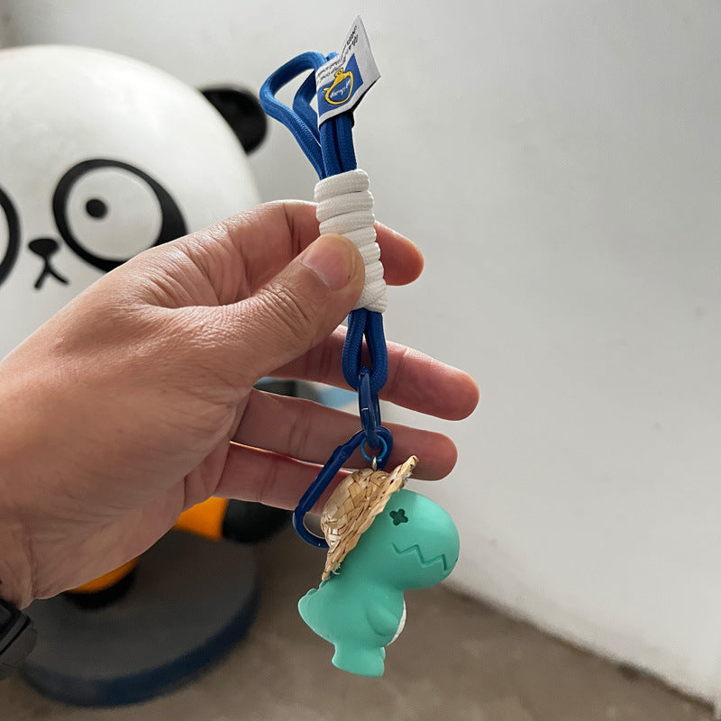 Wholesale Resin Cute Straw Hat Horror Keychain
